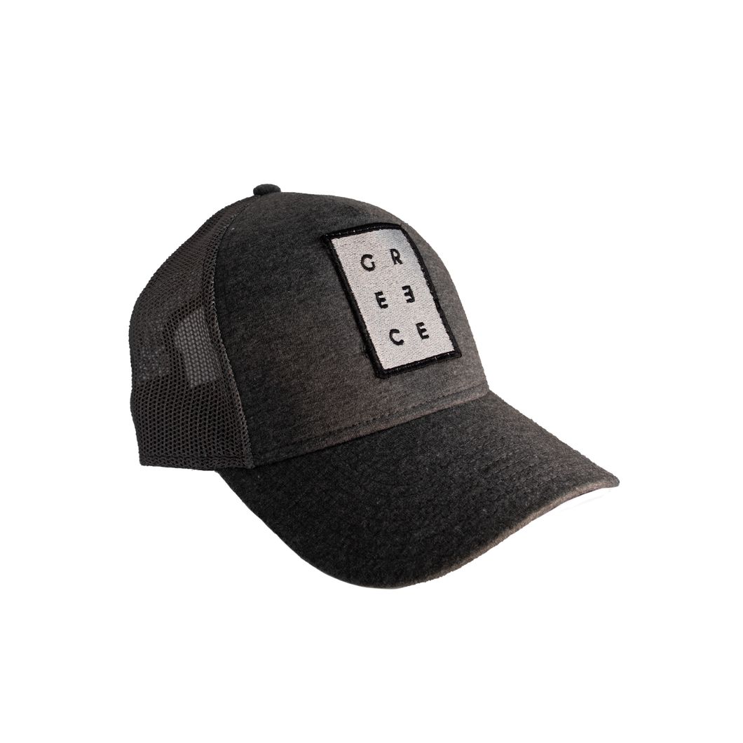 embroidered patch Greece trucker cap