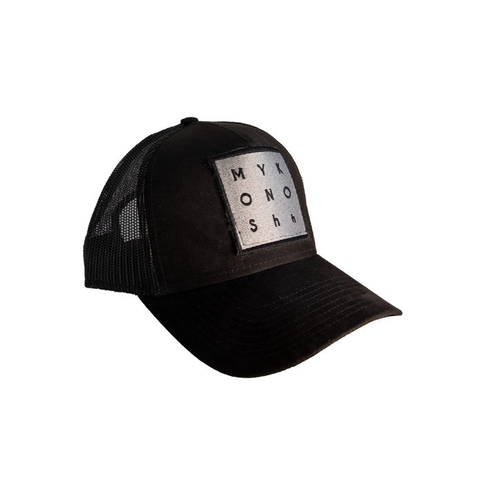 embroidered patch mykonos trucker cap