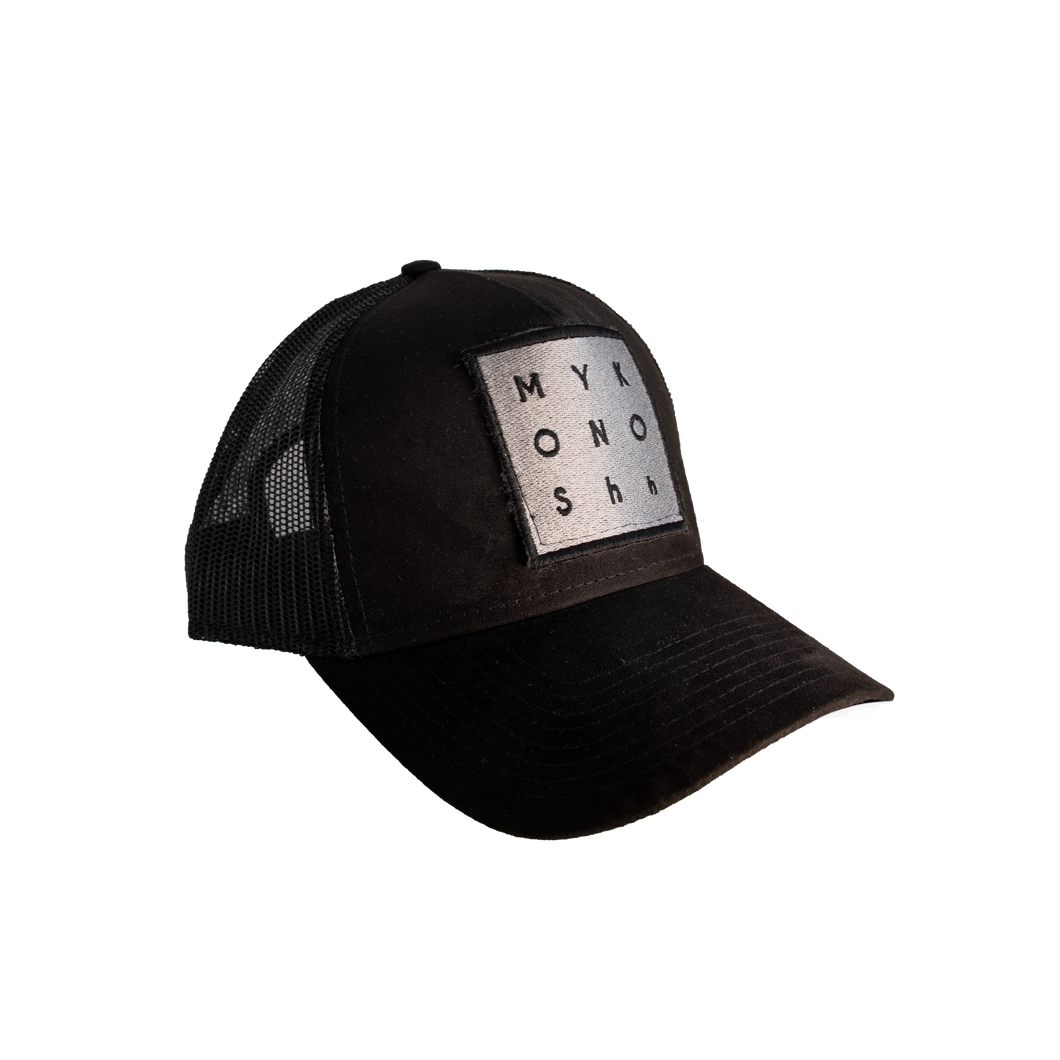 embroidered patch mykonos trucker cap